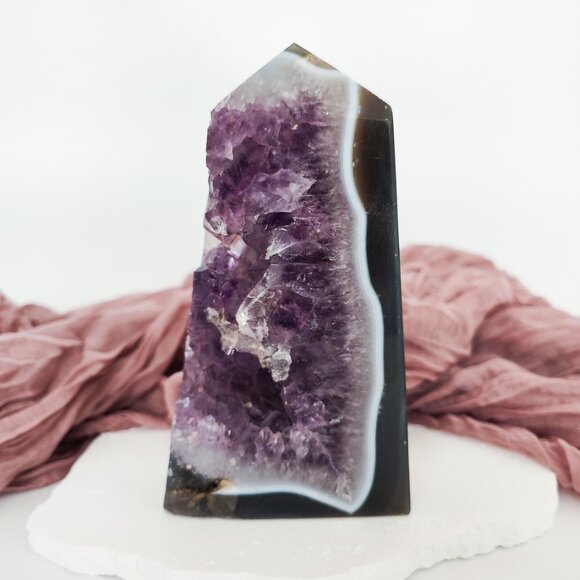 Large Amethyst Agate Geode Tower Point